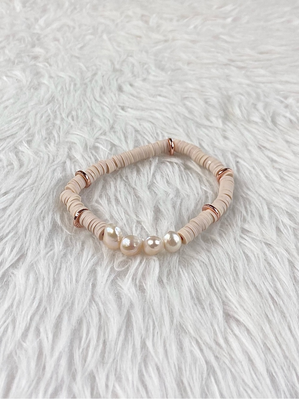 Blush Pearl Heishi Stretch Bracelet